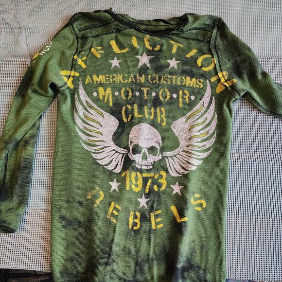 Affliction Men's Medium Reversible Graphic Long Sleeve Skull Shirt - Picture 5 of 9